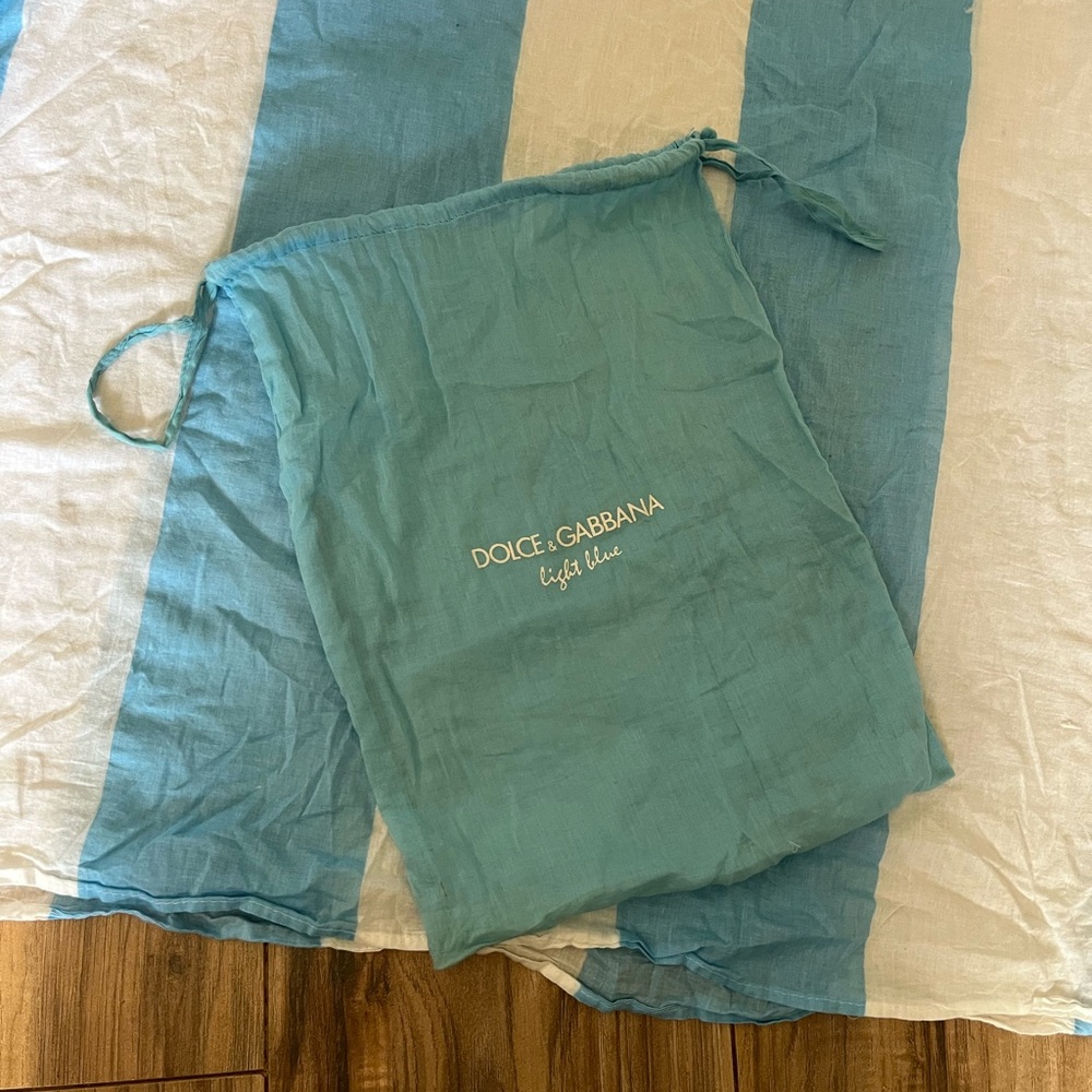 Dolce & Gabbana White and Blue cotton scarf and Fabric Bag
